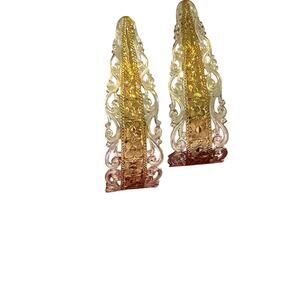 Montana Silversmiths Floral Half Loop Earrings Silver And Gold Western Boho